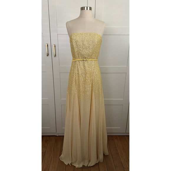 Halston Heritage chiffon sequin strapless gown - Picture 9 of 15